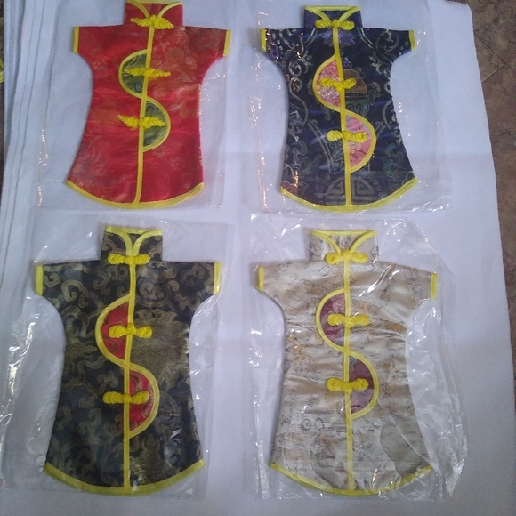 #1 Chinese Dress Wine Bottle Covers, Set of 4 - Picture 1 of 10